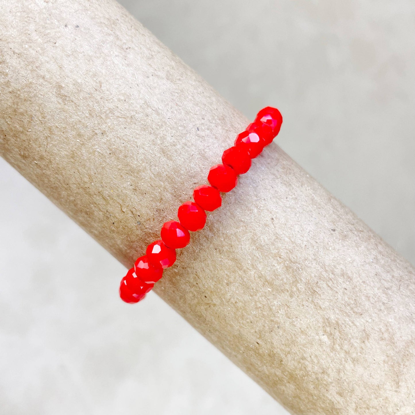 Gloria// Opaque Scarlet Crystal Beaded Bracelet
