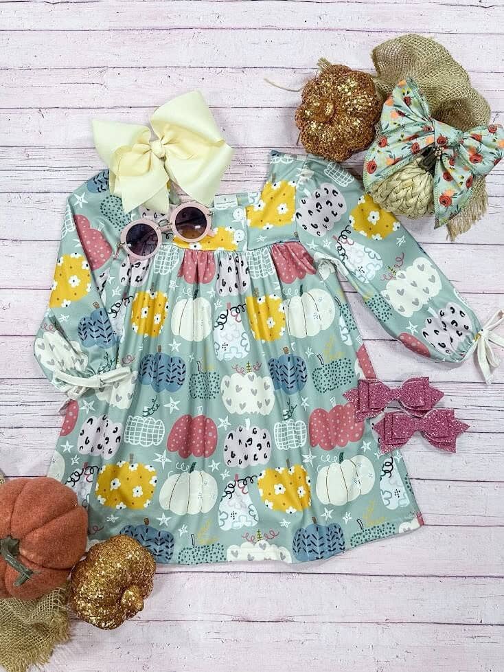 Patterned Pumpkins Twirl Dress: Fall Dresses