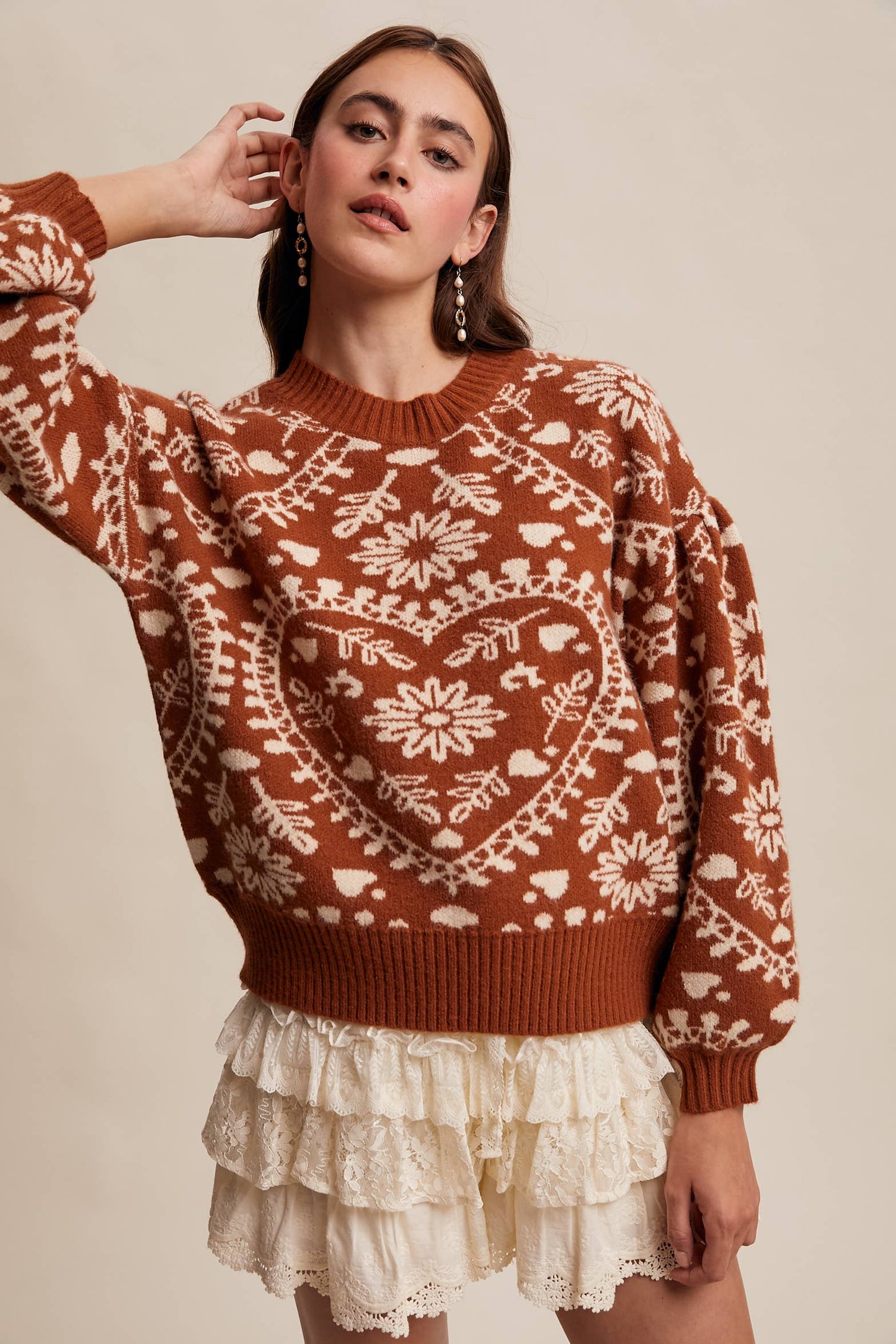 Heart Jacquard Knit Sweater