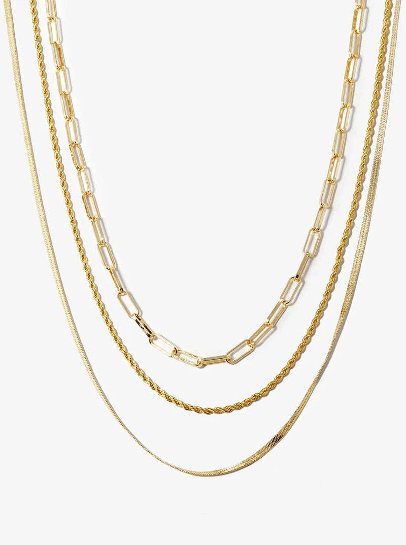 18K Gold Dipped Multi Chain Layered Necklace