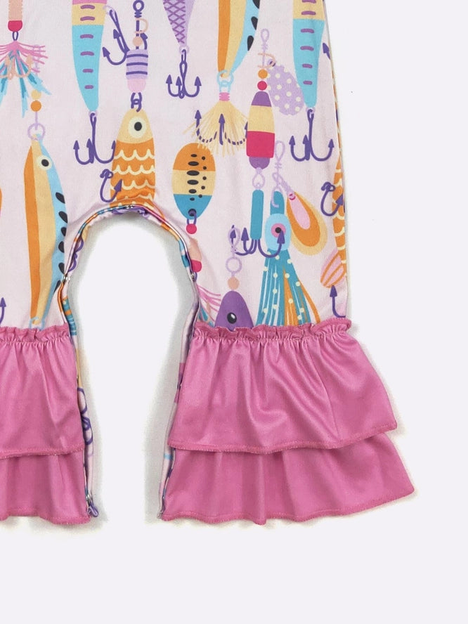Pink Fishing Lure Baby Romper