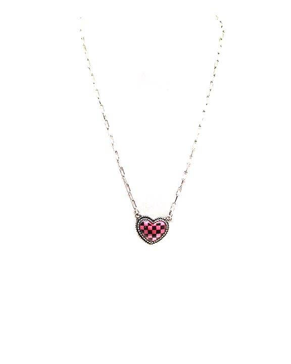 Checkered Heart Necklace