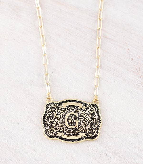 Initial Buckle Pendant Necklace G