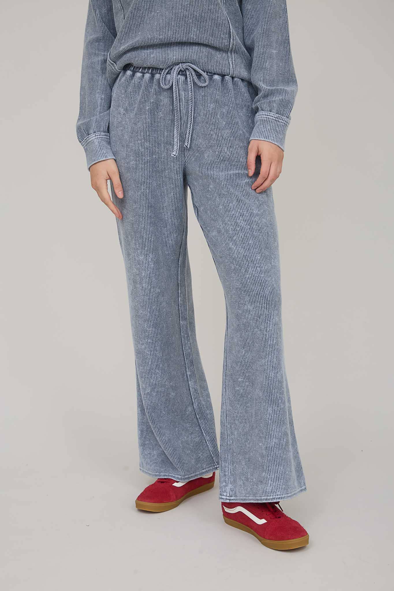 WASHED HIGH WAIST DRAWSTRING LOUNGE PANTS