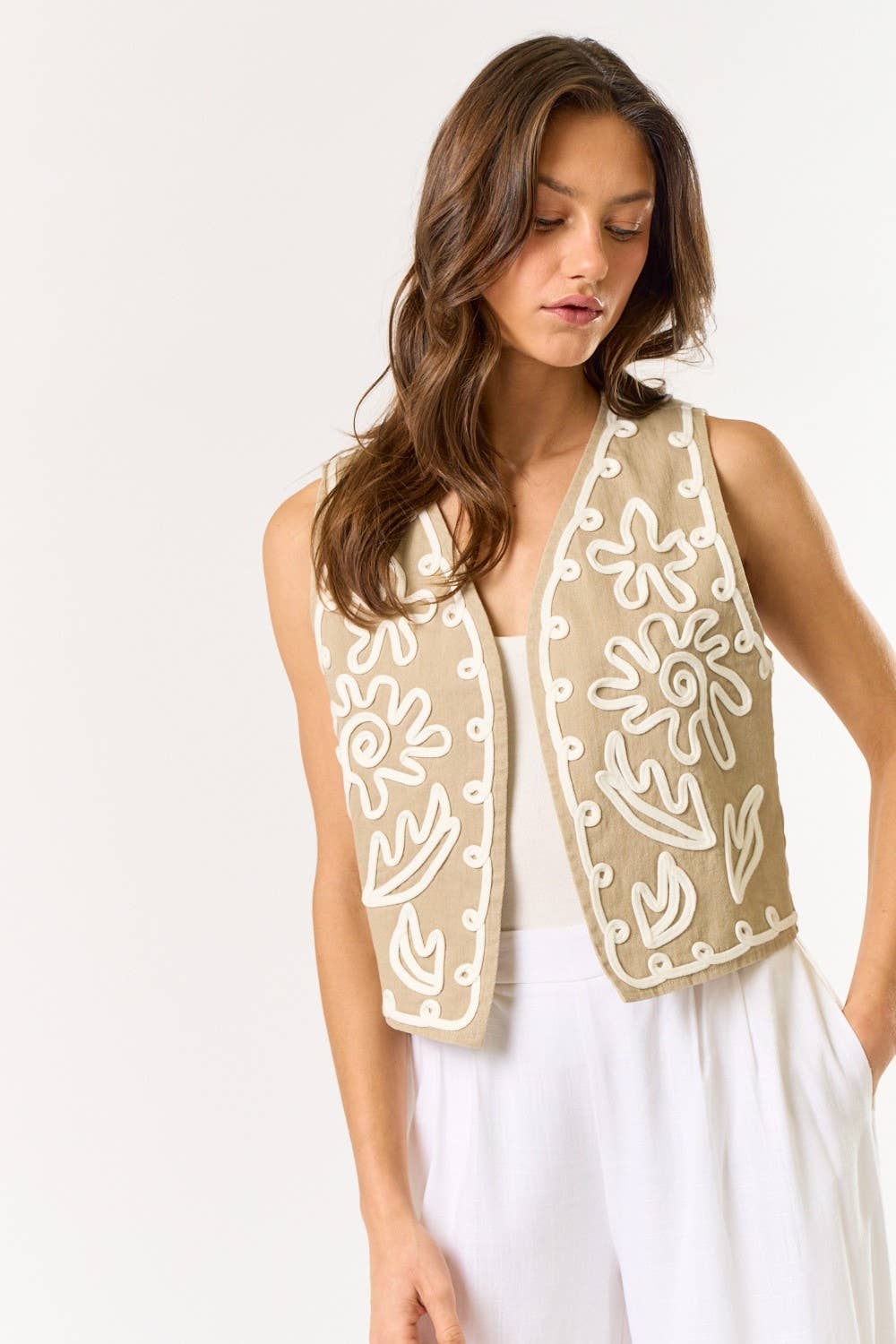 Boho Cord Embroidered Vest