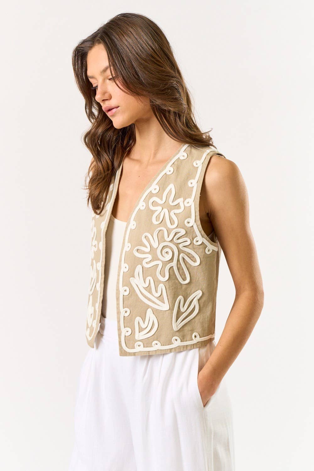 Boho Cord Embroidered Vest