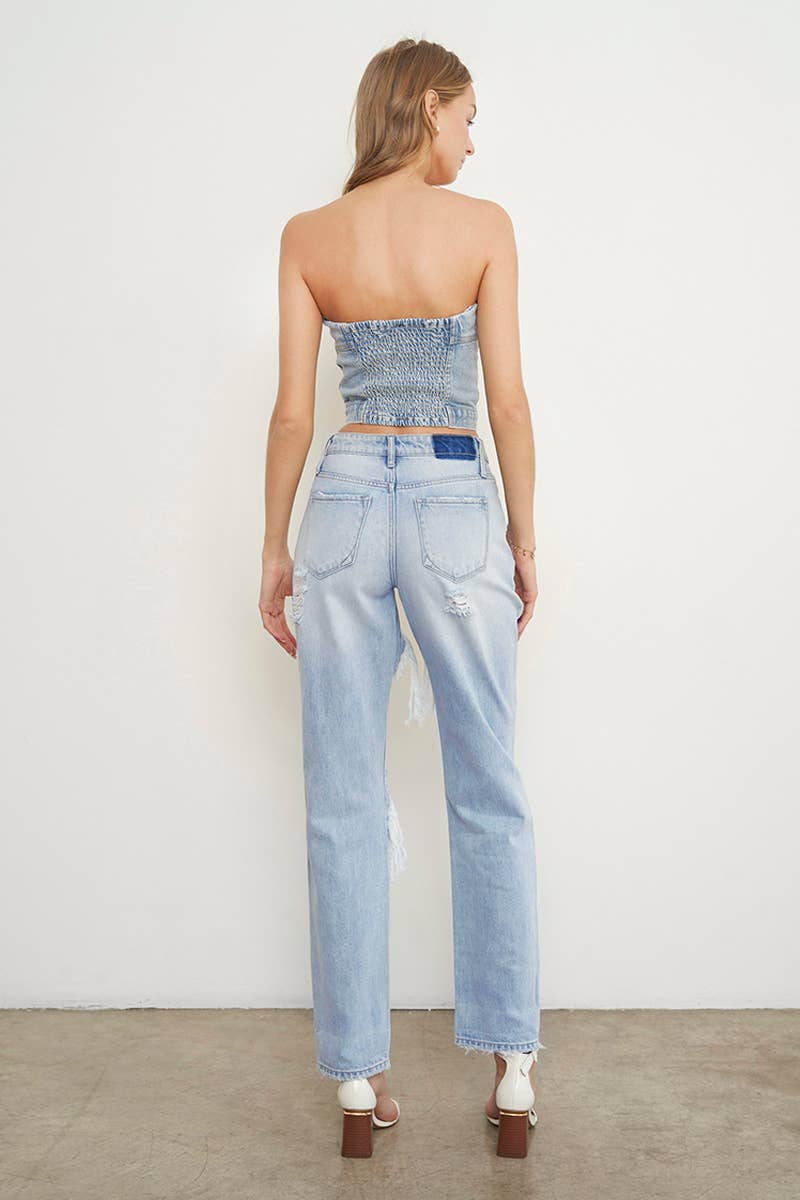 High Waist Ripped Baggy Jeans