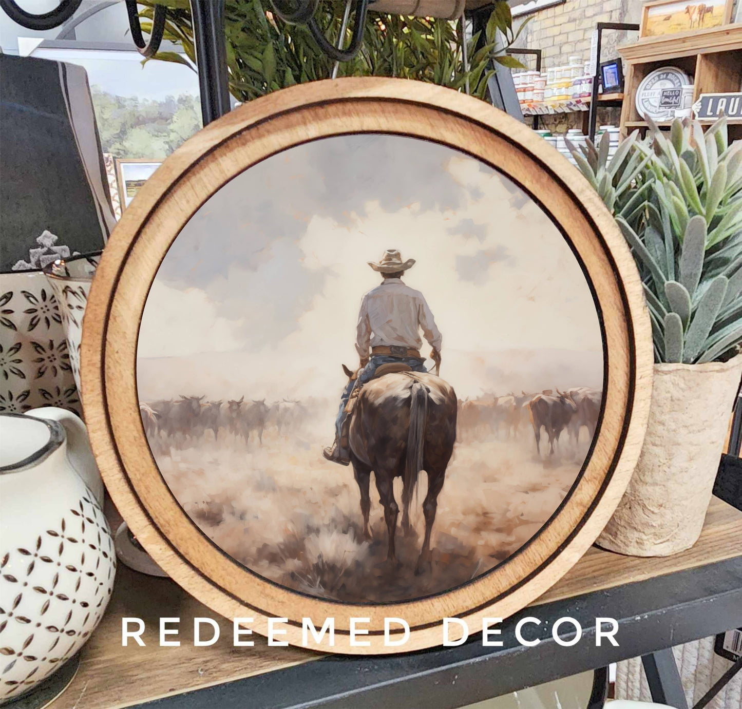 8" Round Cattle Drive Art