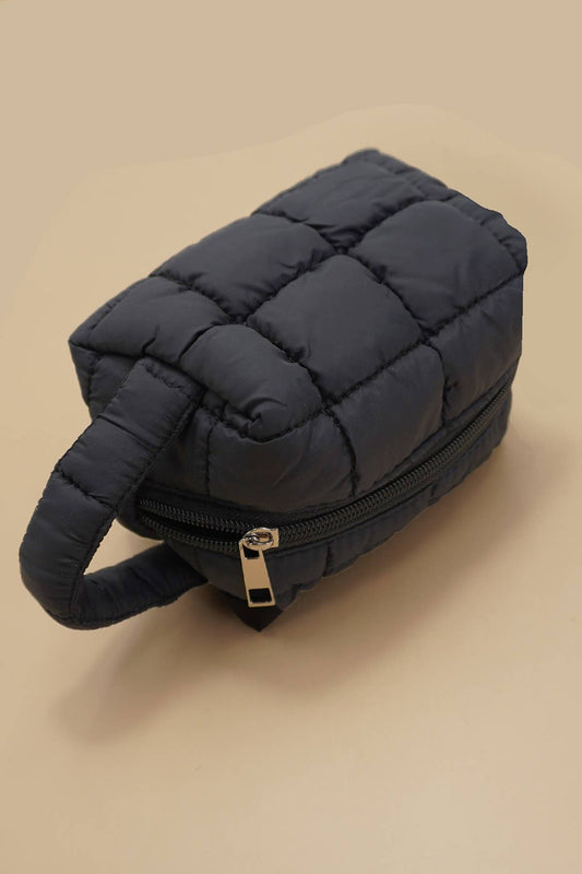 QUILTED PUFFY COSMETIC MAKEUP POUCH CLUTCH BAG | 40P548