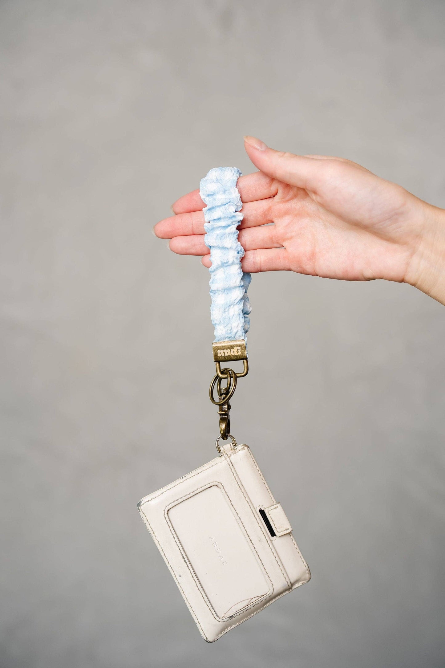 Glacier Blue Gingham Keychain