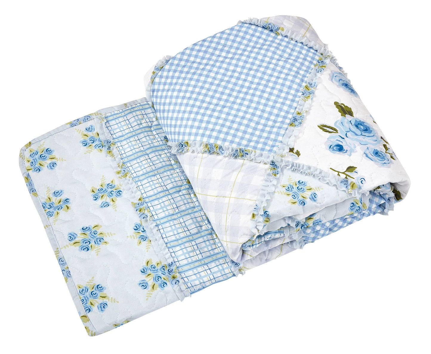 "Garden of Blues" Quilted Throw Blanket 50"x60"