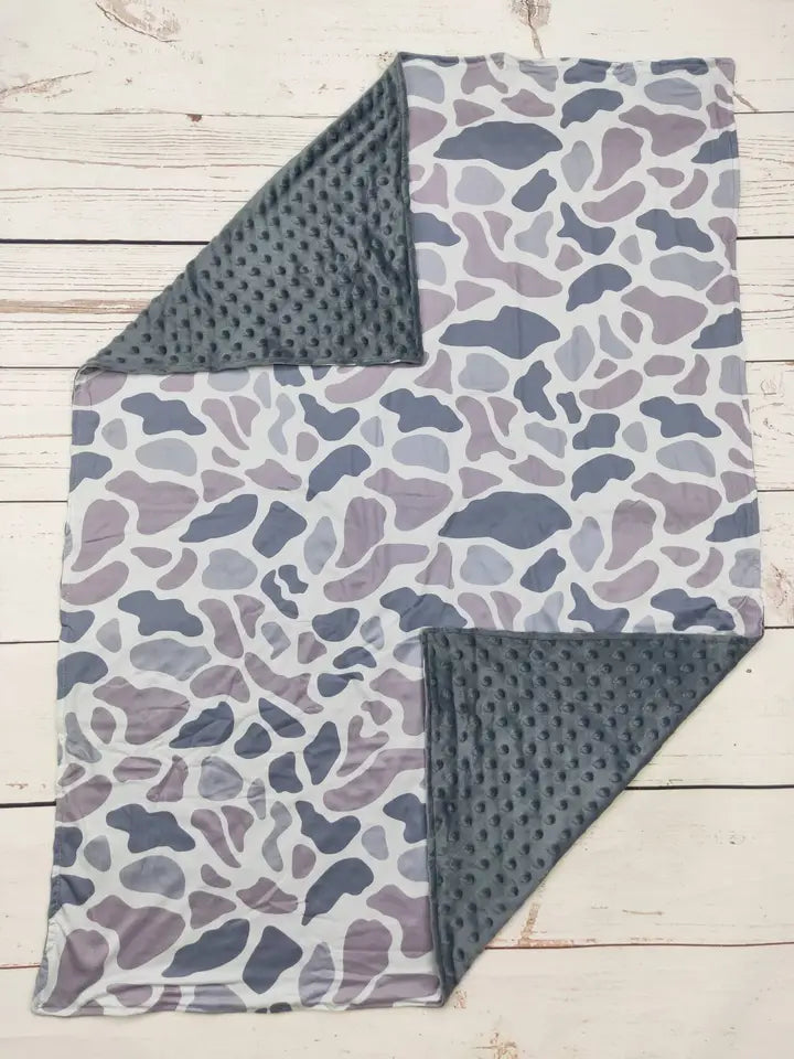 Baby Gray Camouflauge Print Blanket