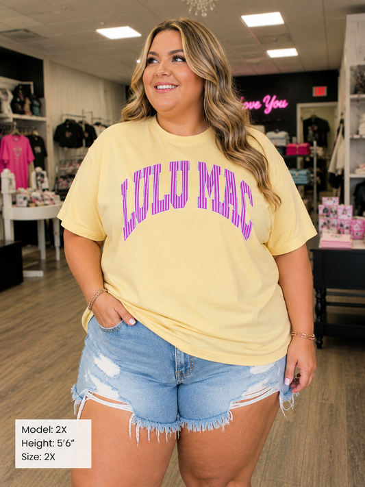 LULU MAC Yellow Pink Stripe Tee