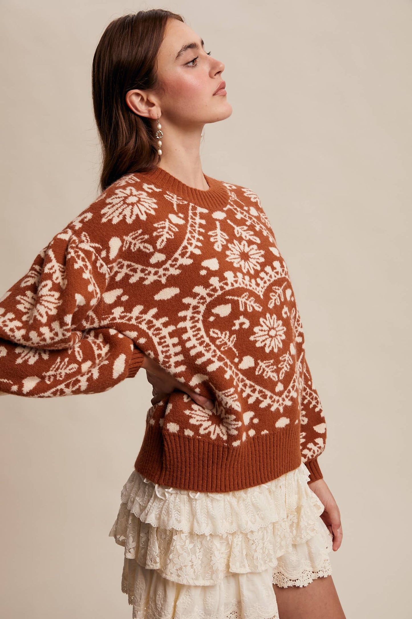Heart Jacquard Knit Sweater