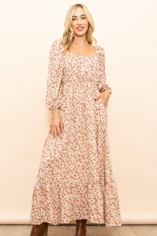 Reversible Floral Wide Flare Maxi Dress