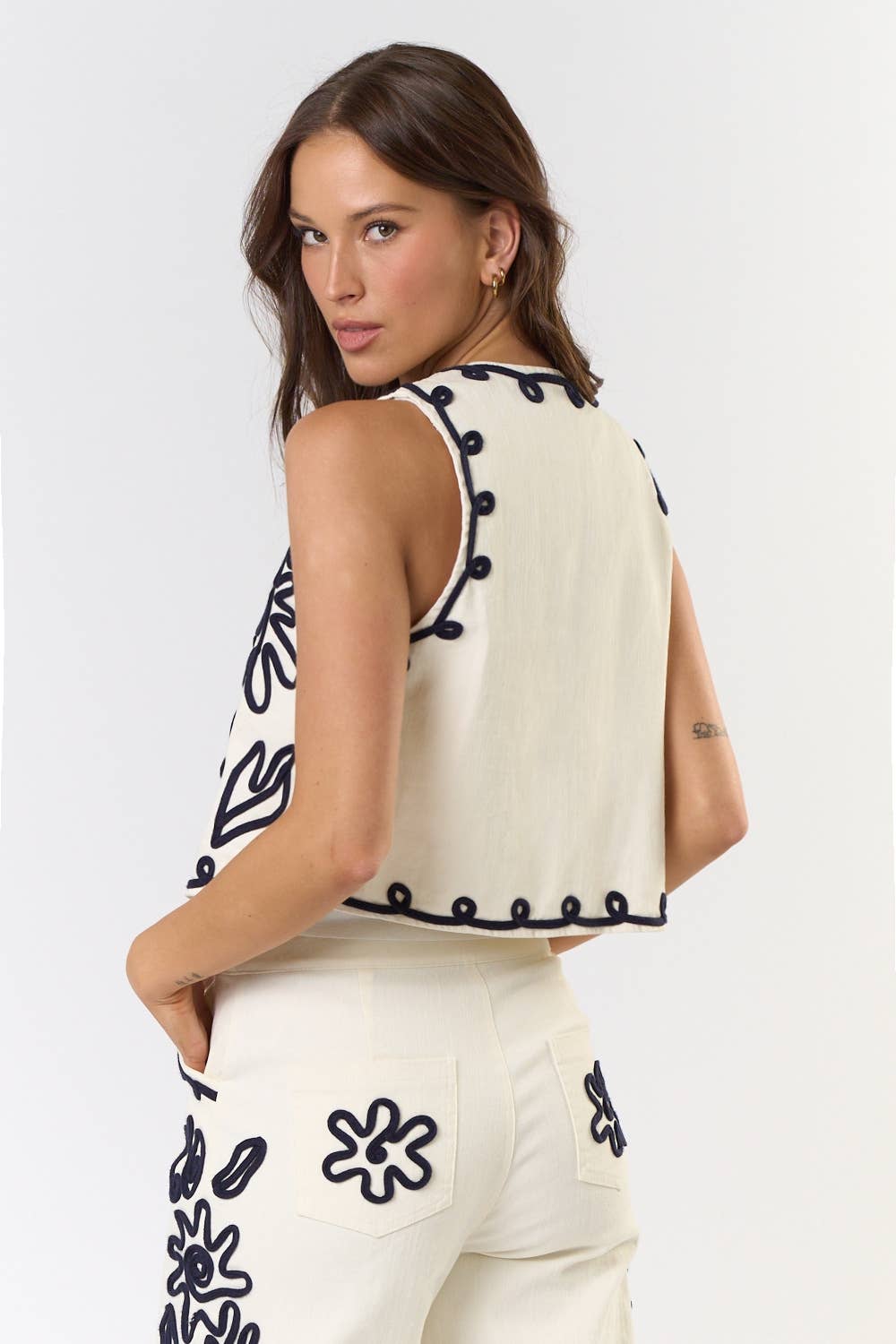Boho Cord Embroidered Vest