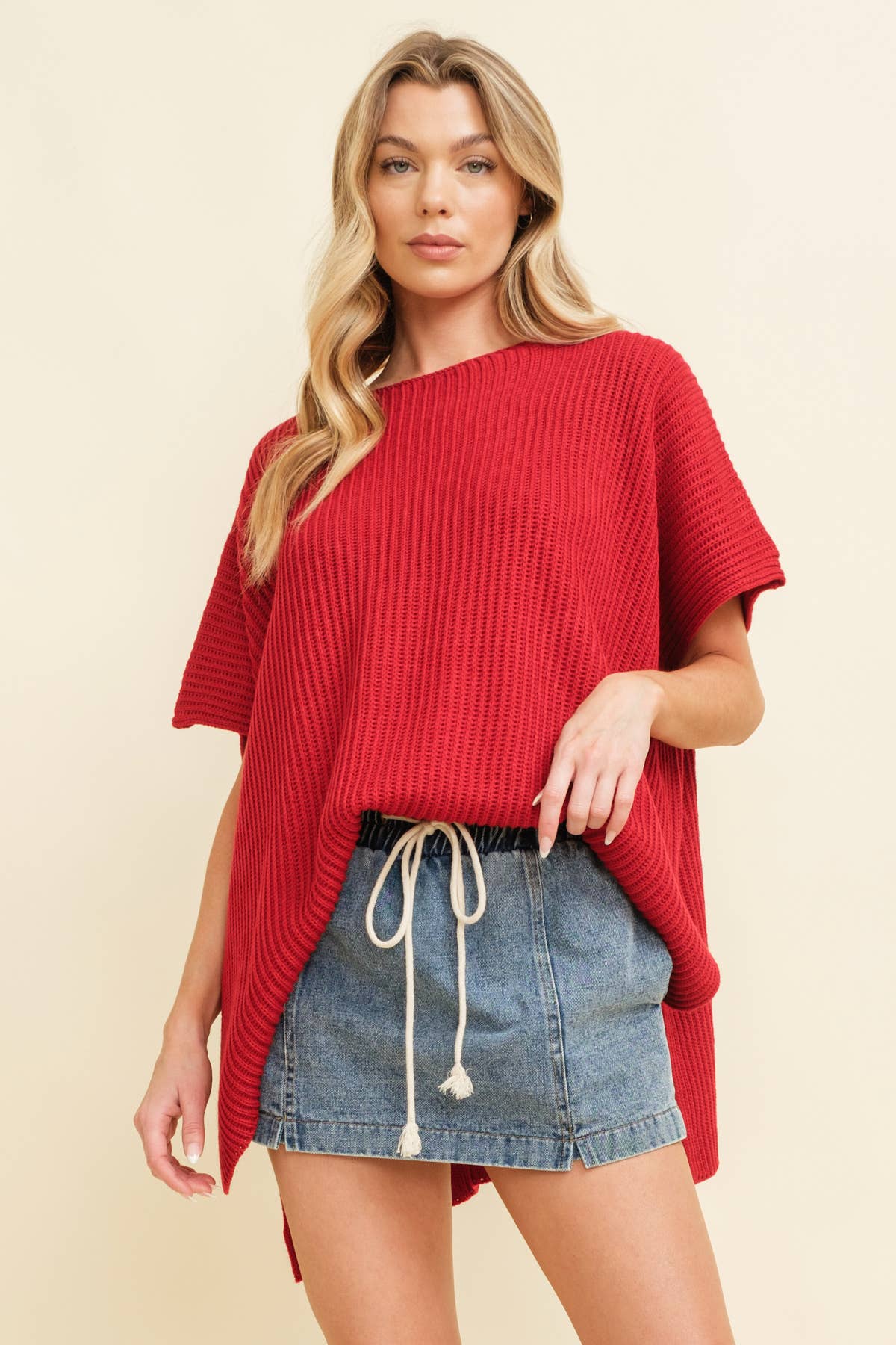 Classic Split Hem Knit Poncho