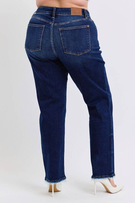 Mid Rise Straight Leg with Fray Hem