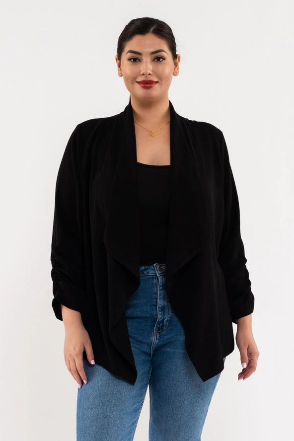 Plus 3/4 Sleeve Blazer- Black
