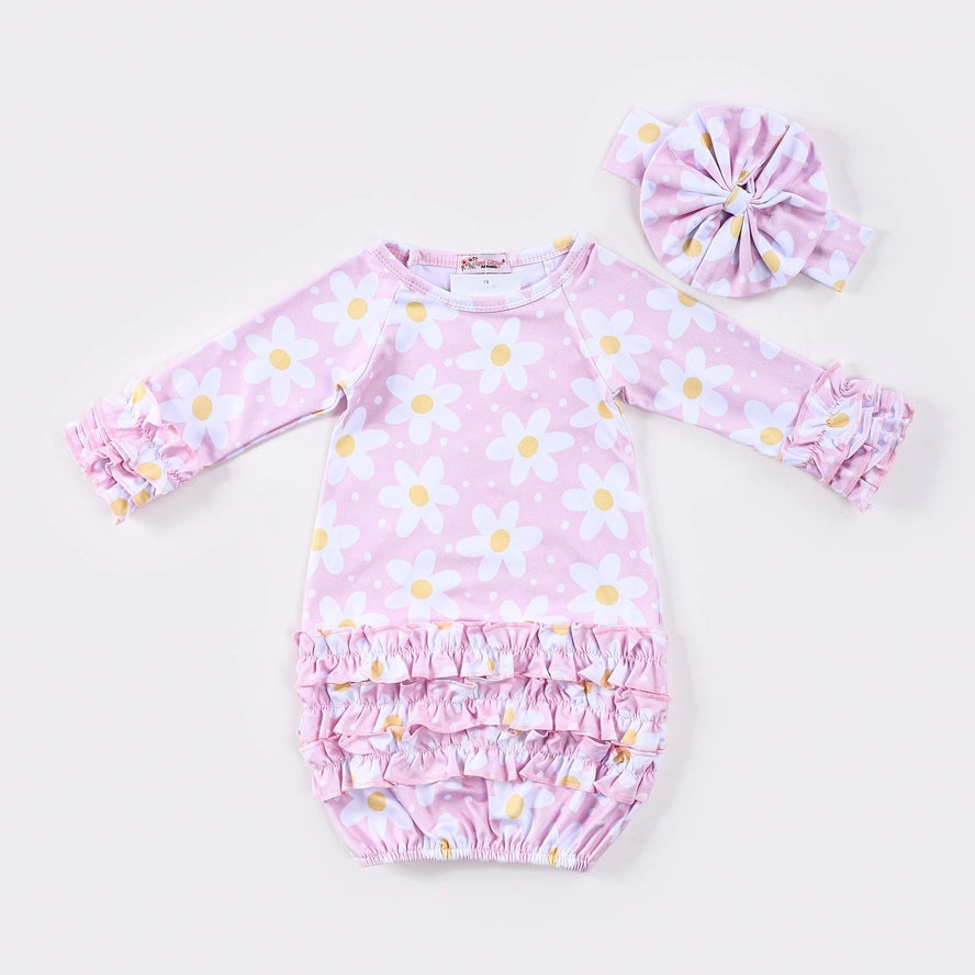 Pink Daisy Baby Gown