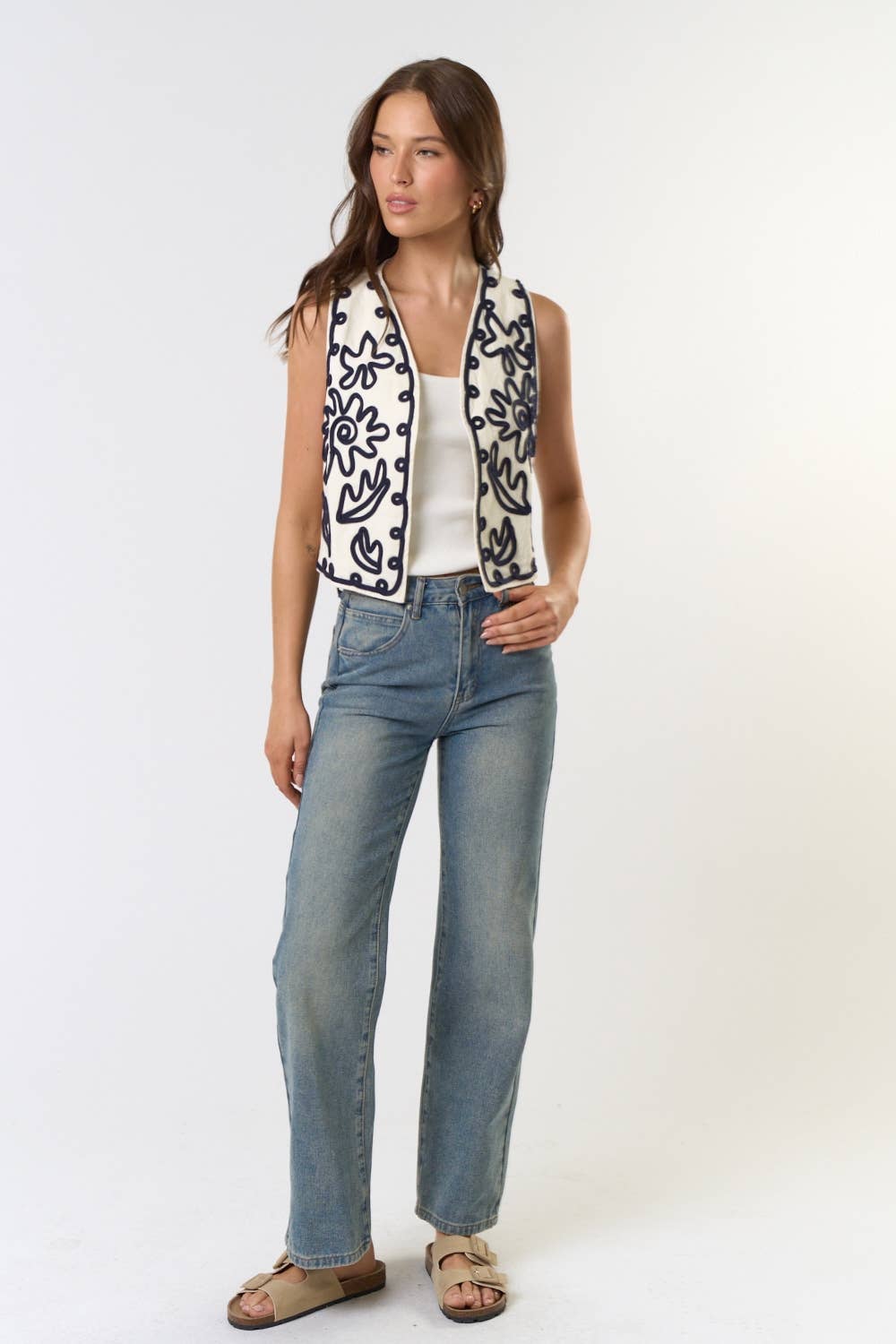 Boho Cord Embroidered Vest