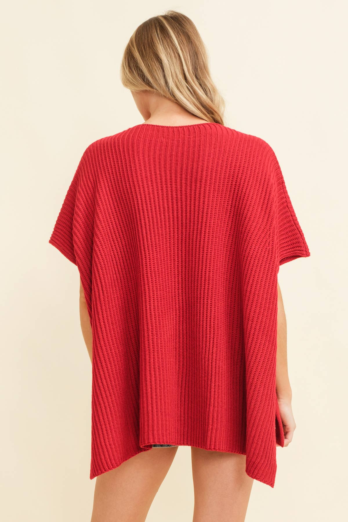 Classic Split Hem Knit Poncho