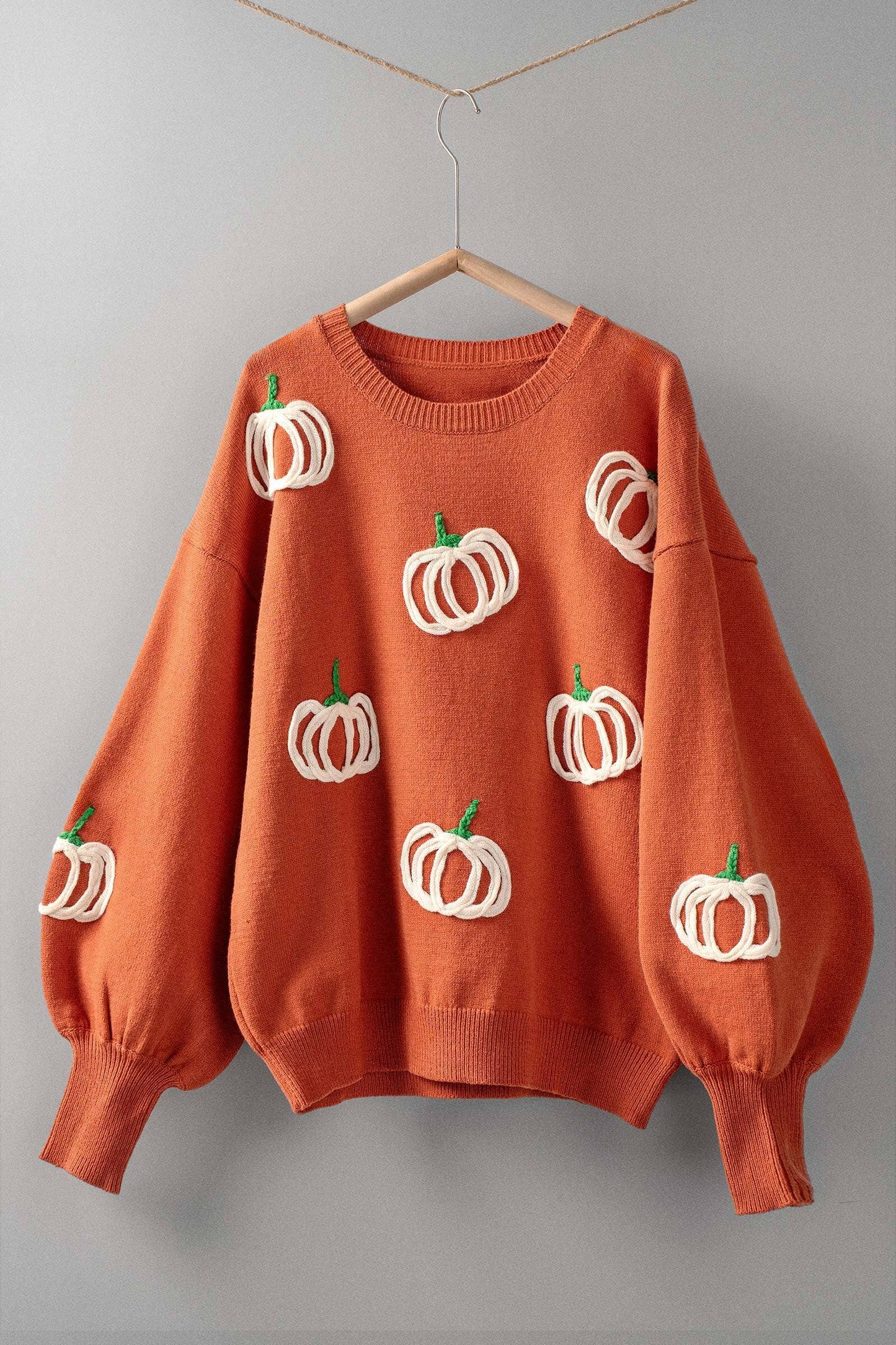 Pumpkin Patch Balloon Sleeve Knit Sweater