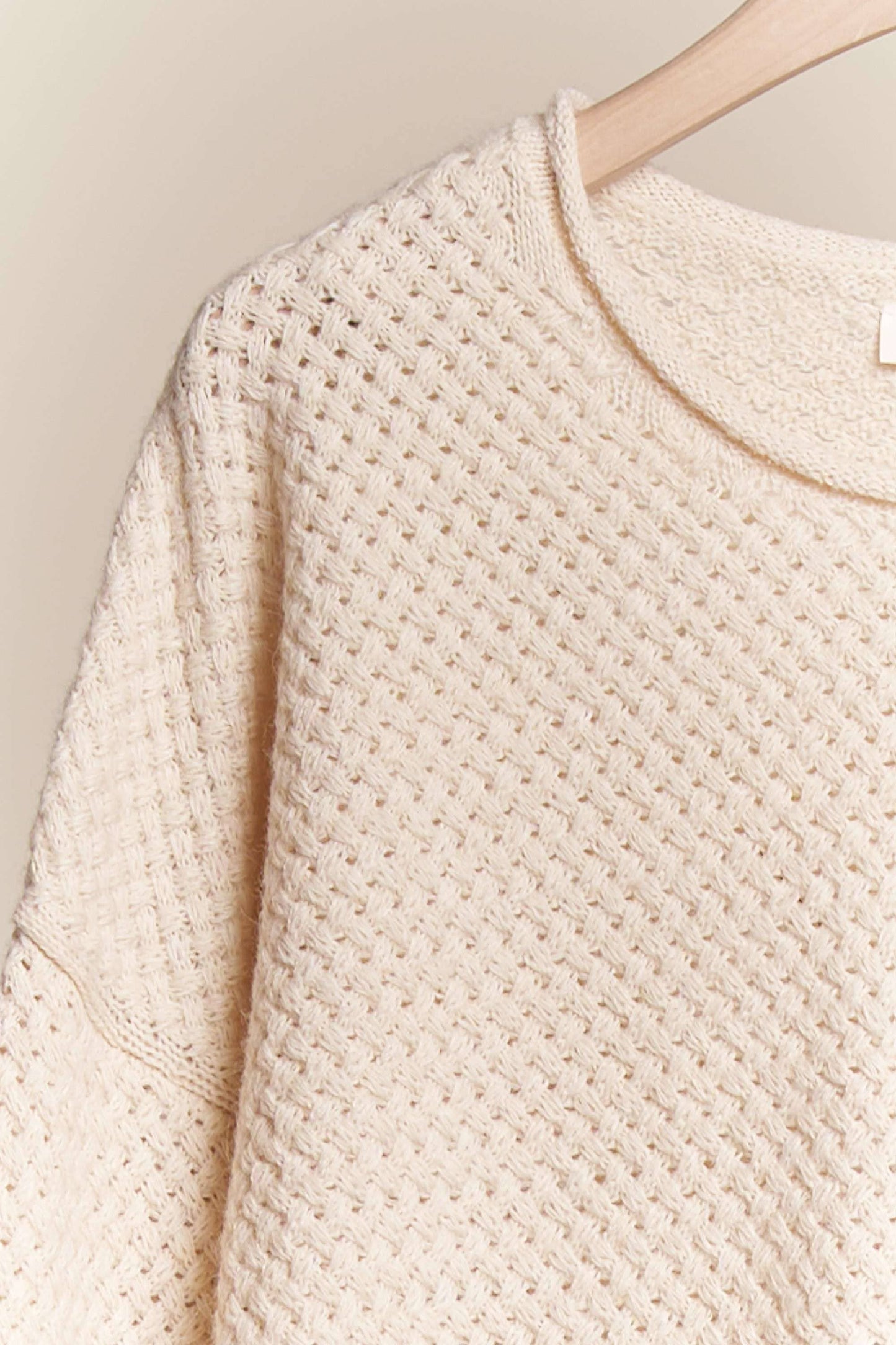 Wide Neck Knit Sweater with Double Pocket Detail