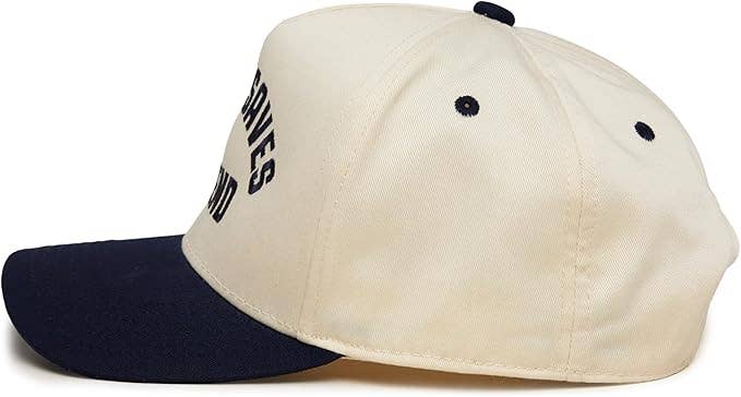 2-Tone Embroidered Cap - Jesus Saves I Spend - Navy/Beige