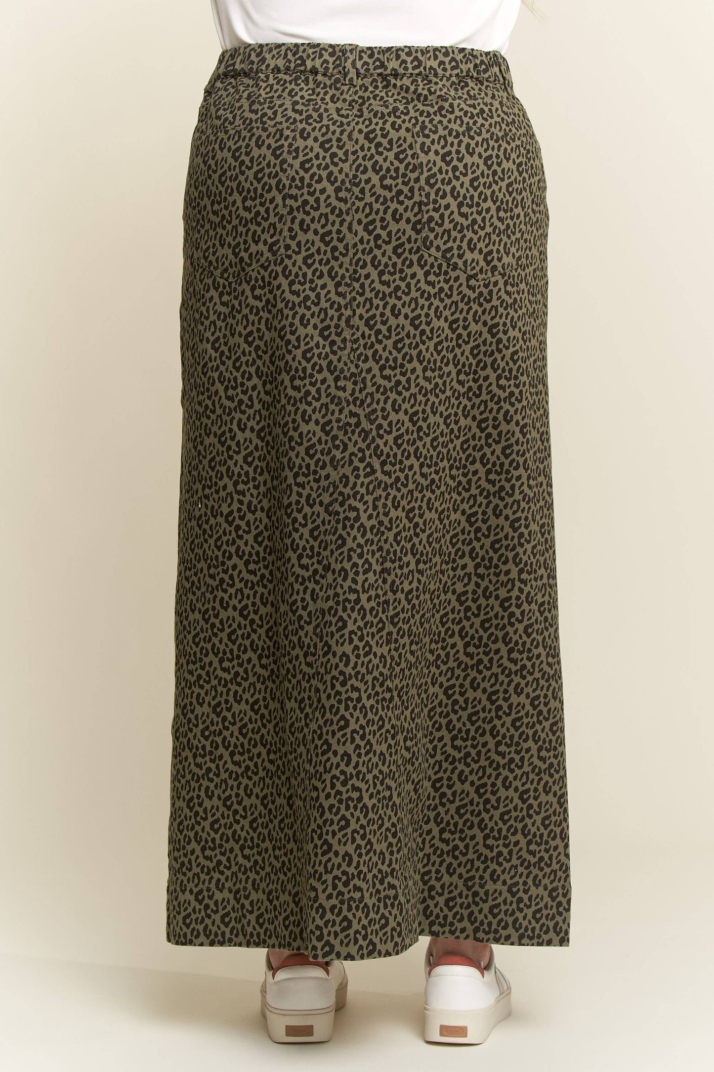 PLUS SIZE LEOPARD PRINT FRONT SLIT SKIRTS