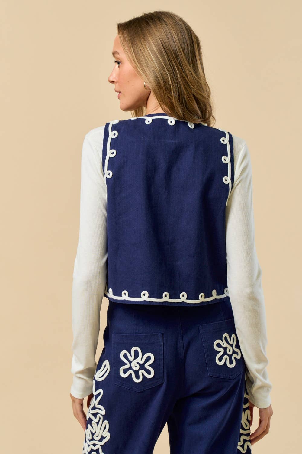 Boho Cord Embroidered Vest
