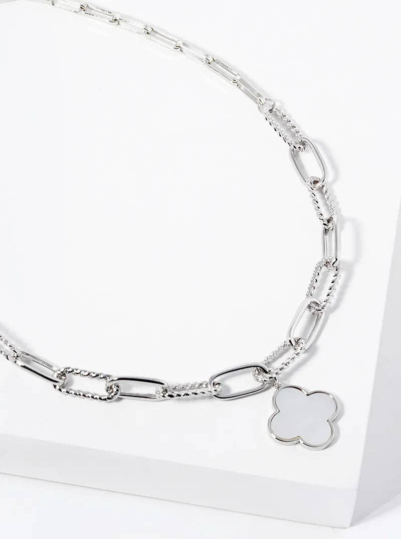 18K Gold Dipped Quatrefoil Pendant Link Chain Necklace