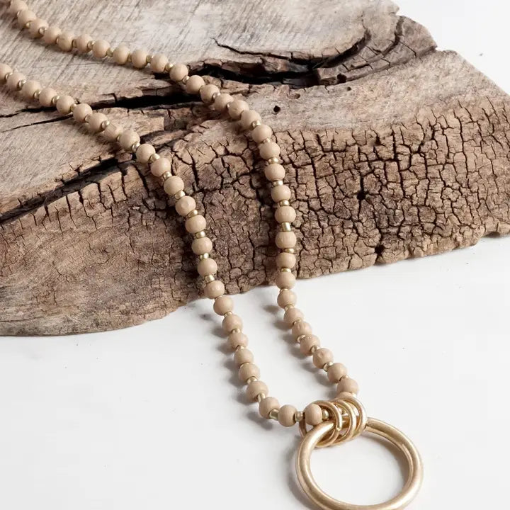 Long Wooden Bead Necklace