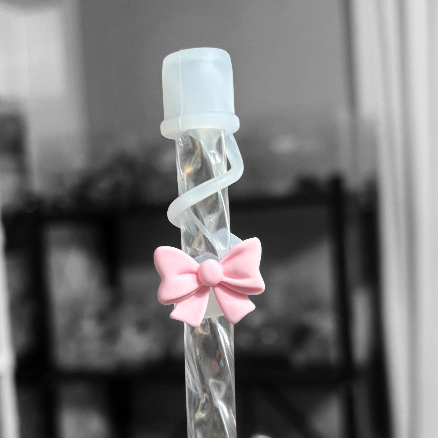 Pink Bow Resin Straw Topper 10mm