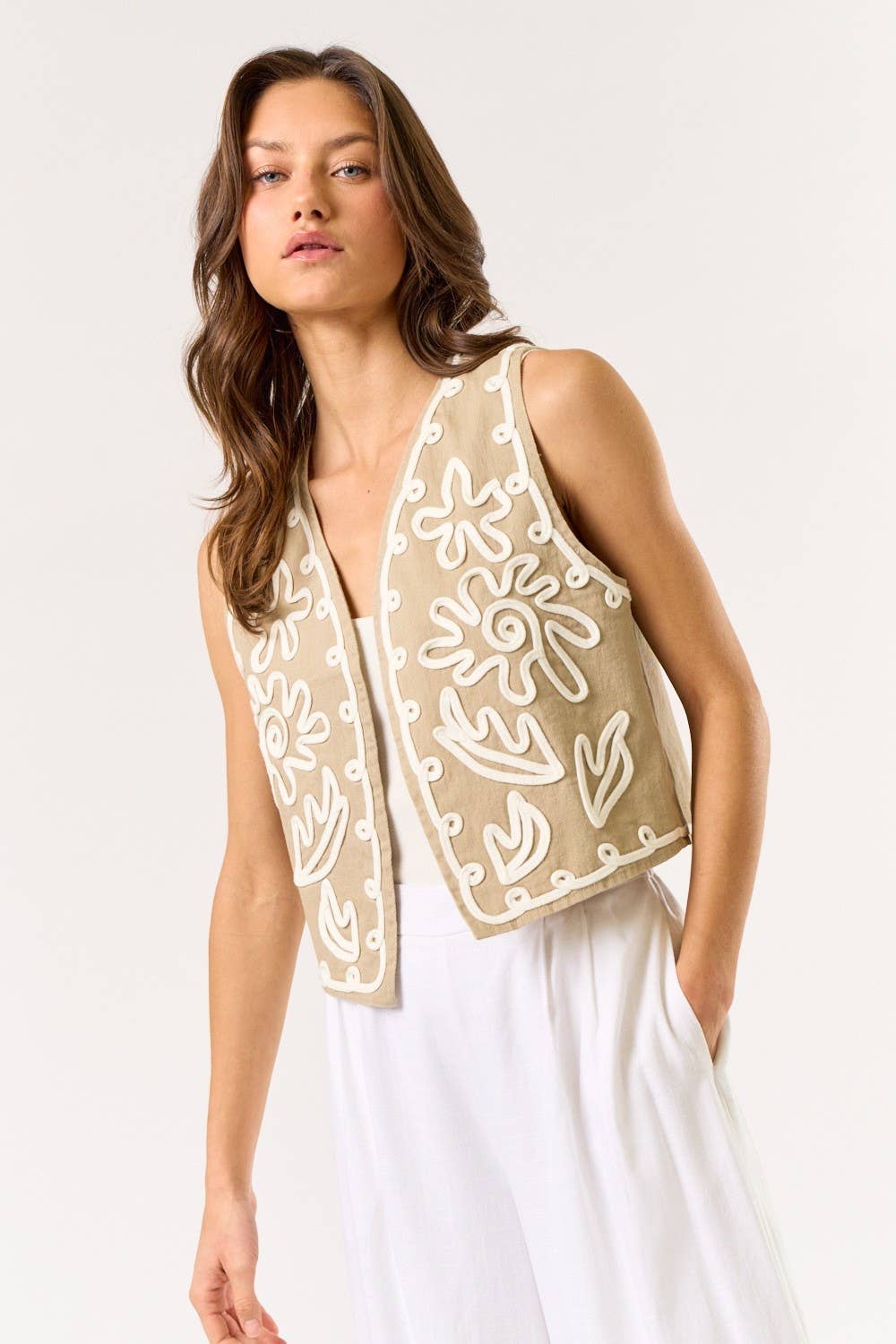 Boho Cord Embroidered Vest