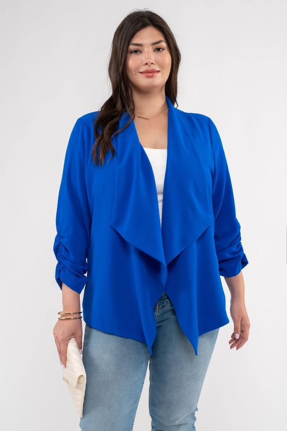 Plus 3/4 Sleeve Blazer- Royal Blue