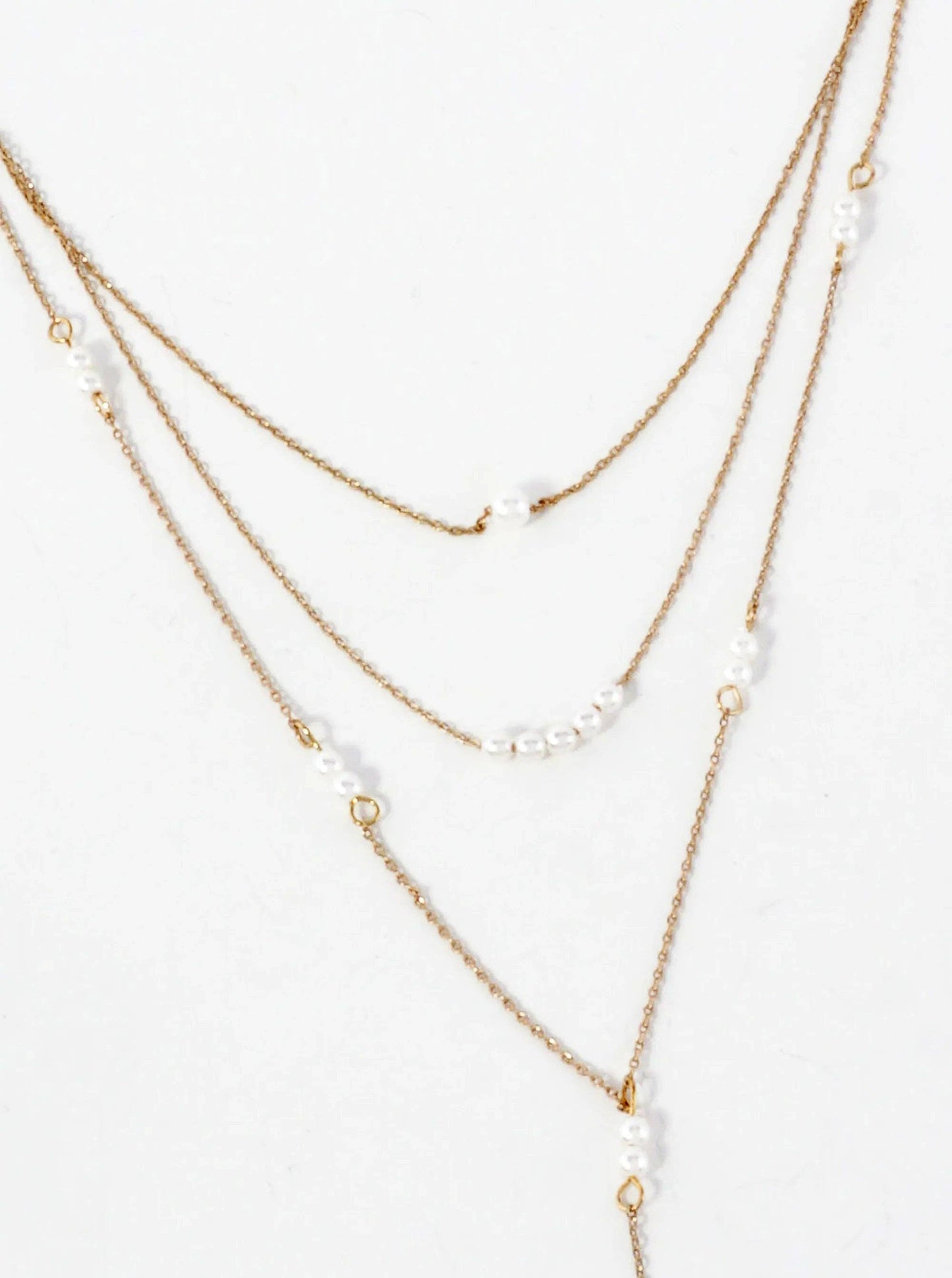 Multi Layer Y Shaped Necklace With Pearls