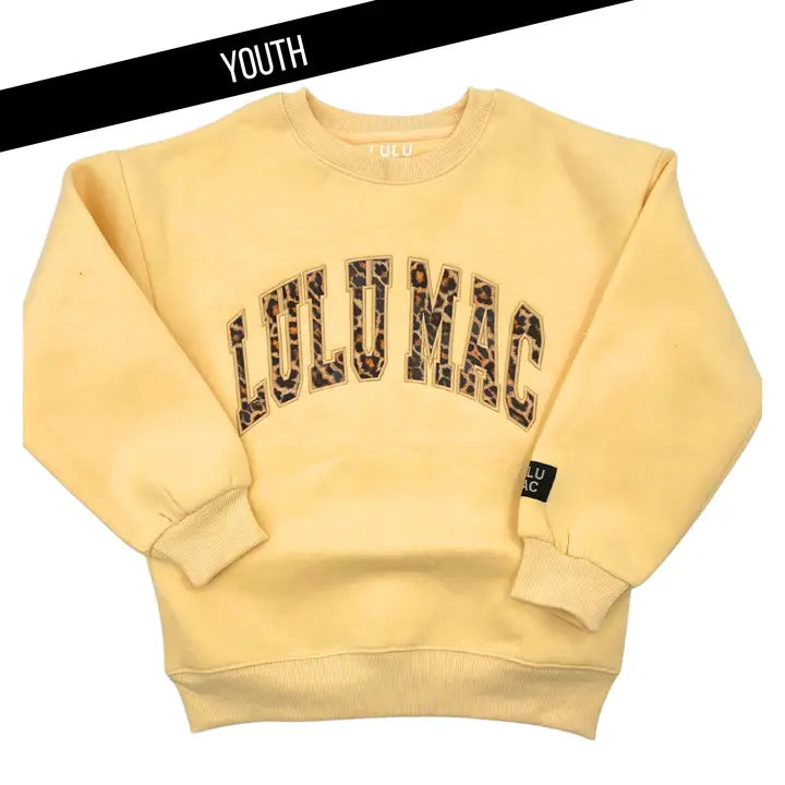 Youth Leopard Butter Yellow Sweatshirt