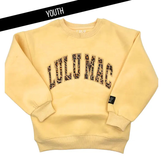 Youth Leopard Butter Yellow Sweatshirt