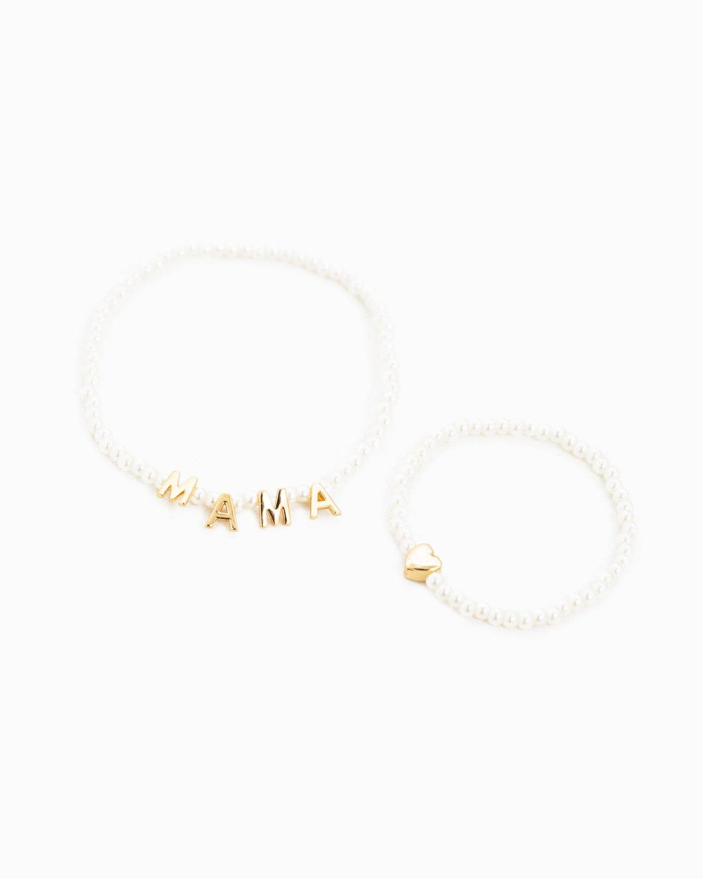 MAMA and Her Heart Pearl Matching Bracelet Set