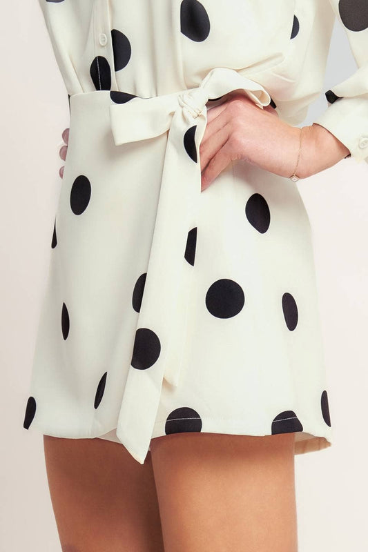 Polka dot printed woven skort
