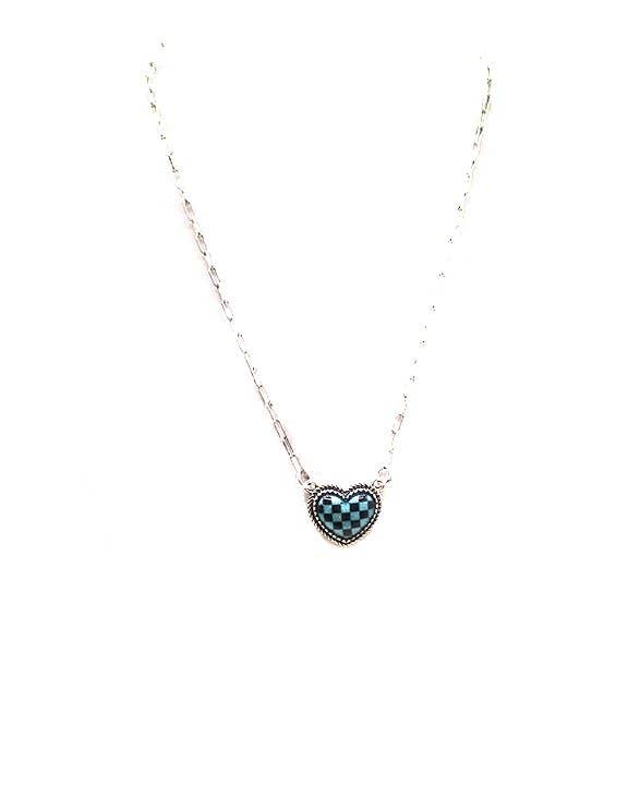 Checkered Heart Necklace