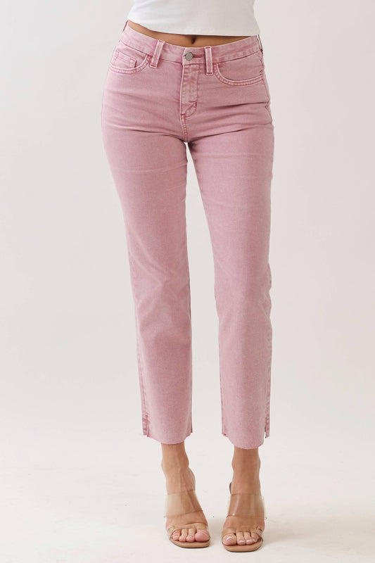 High Rise Slim Straight Camellia Pink