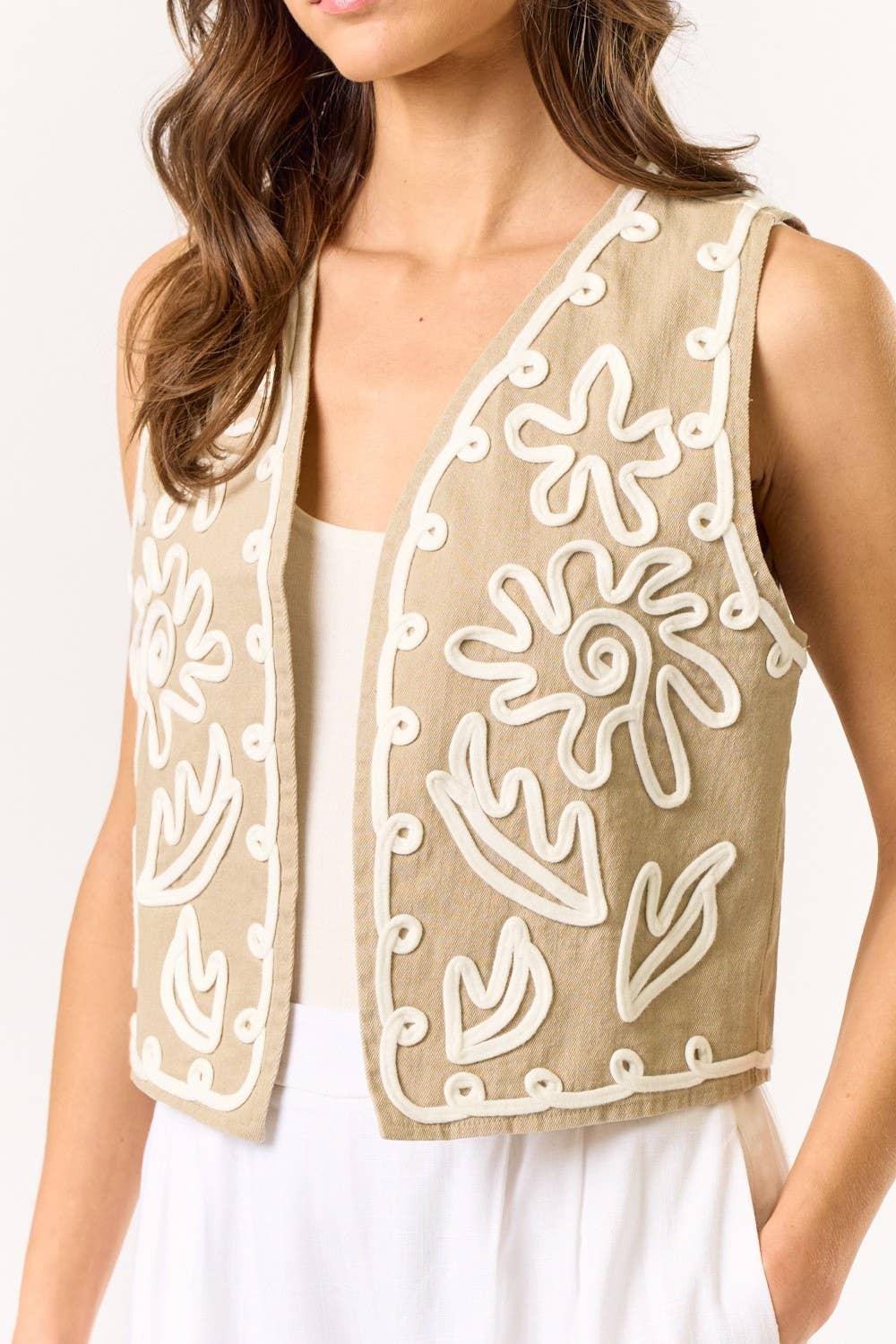 Boho Cord Embroidered Vest