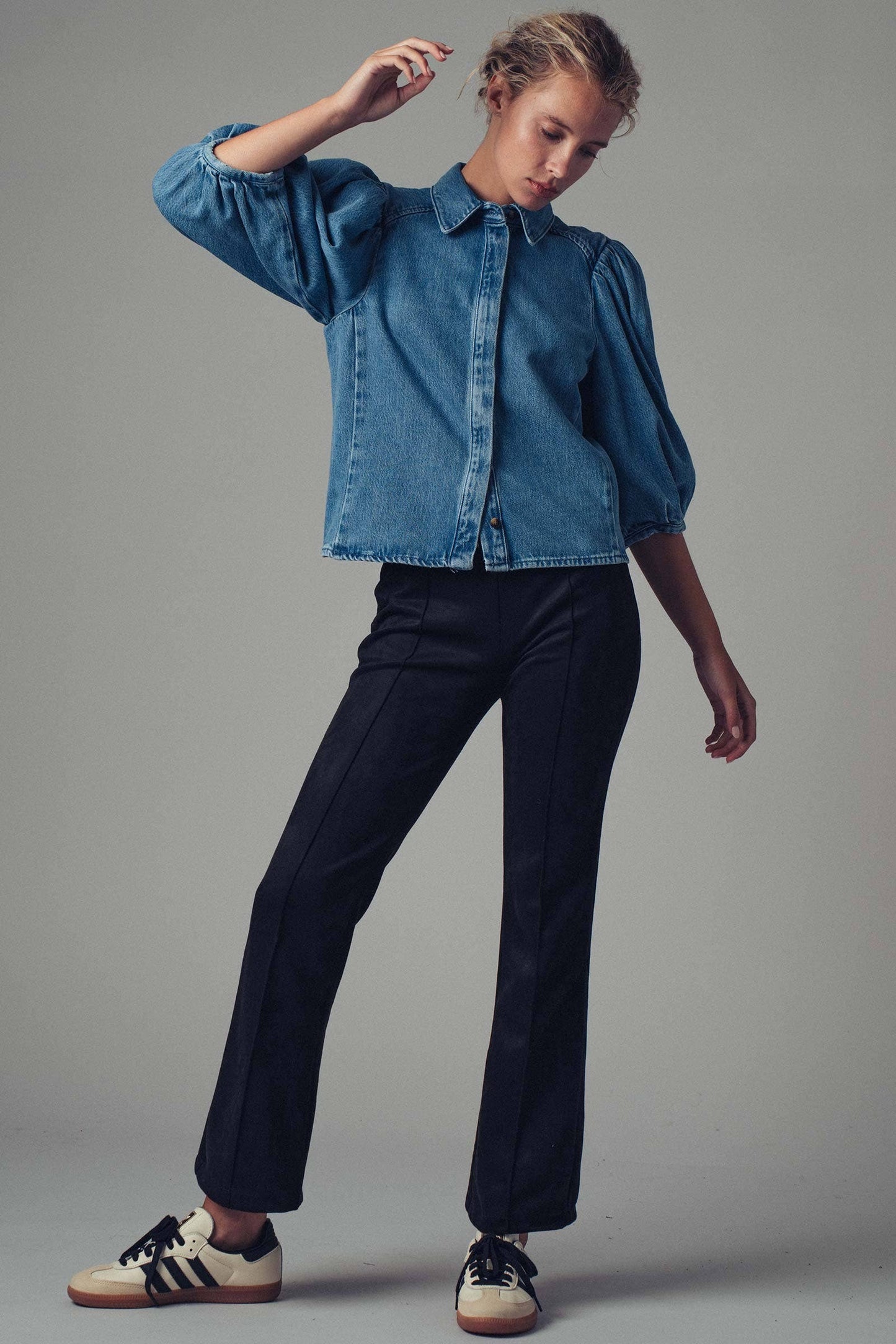 Classic Faux Suede Flare Pants