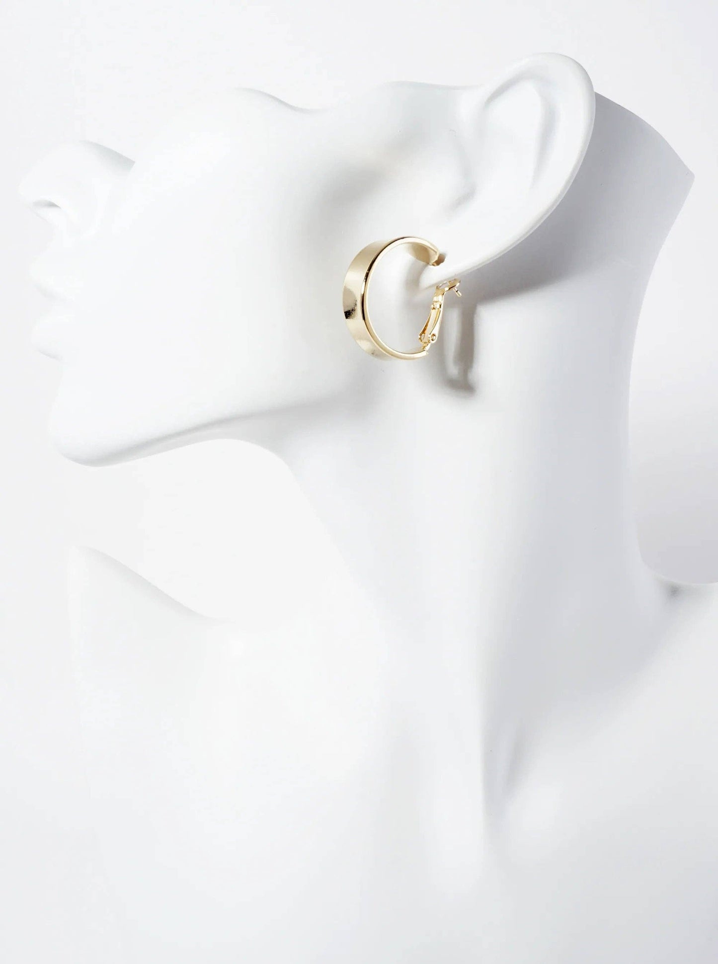 20mm 14K-Gold-Dipped Polished Brass Latch-back Hoop Earrings With 7mm Thickness