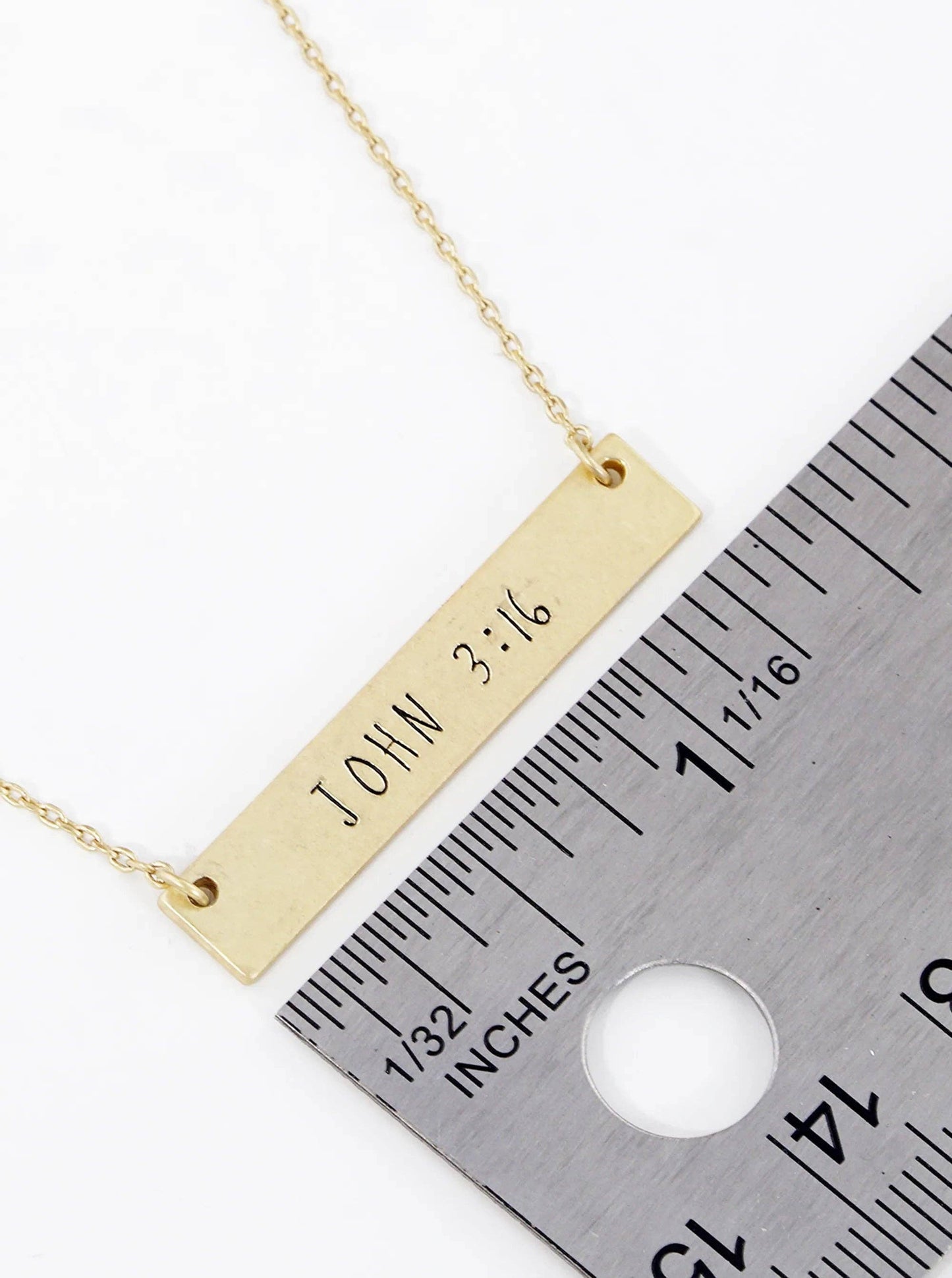 John 3:16 Engraved Horizontal Bar Pendant Necklace