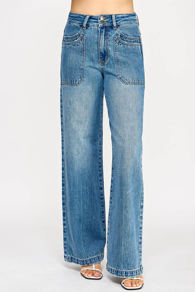 HIGH RISE DOUBLE POCKET WIDE LEG