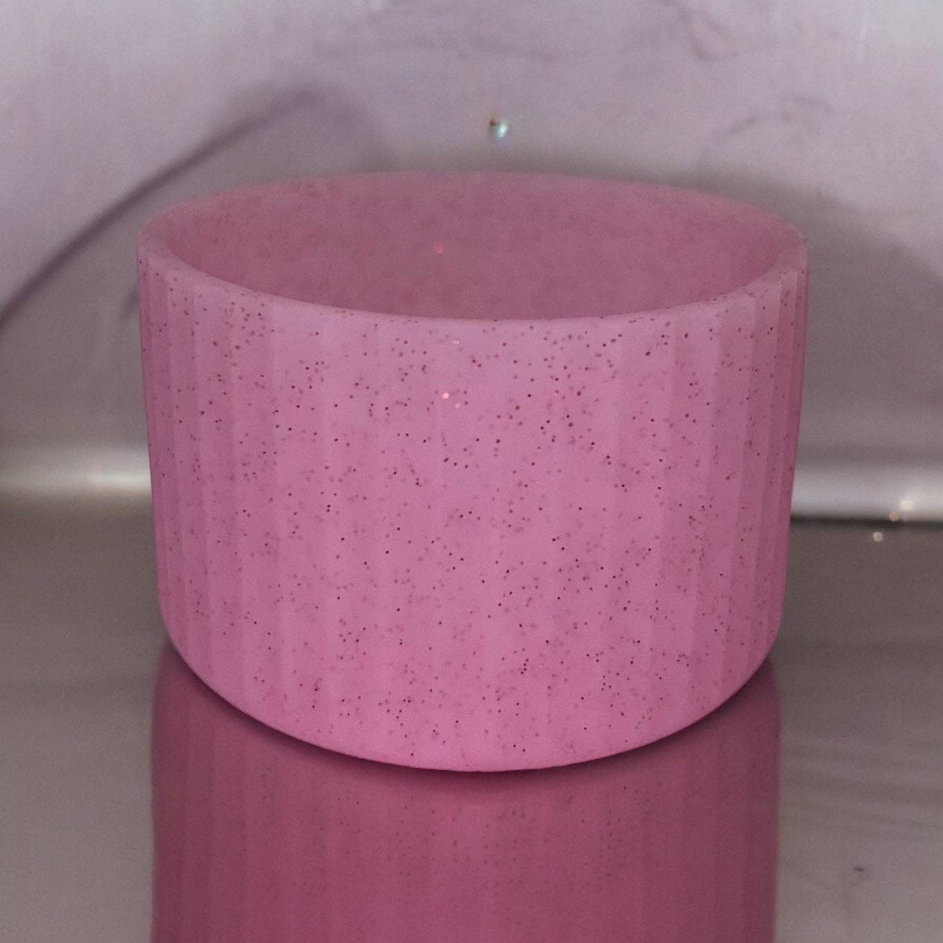 Lt. Pink Glitter FLUTED Silicone Tumbler Boot