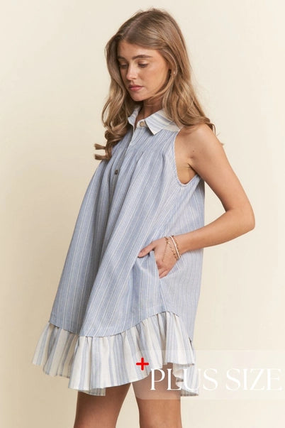 Little Boy Blue Sleeveless Plus Dress